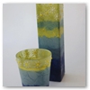 blue and green tealight holder and vase set
