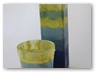 blue and green tealight holder and vase set